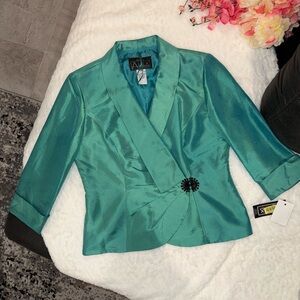 Alex Evenings Teal Blazer with Black Accent Size SP